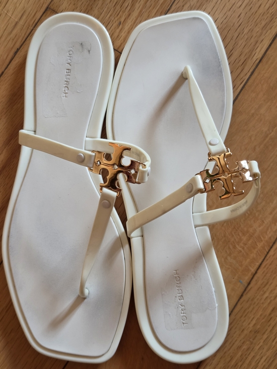 Tory Burch Shoes - Tory Burch Cream With Gold Logo Hardware